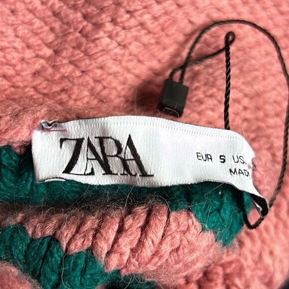 NEW ZARA striped cable knit cropped sweater size small woman’s fall - Picture 11 of 12